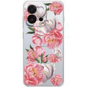 Прозорий чохол BoxFace OnePlus 13T Peony Watercolor Style