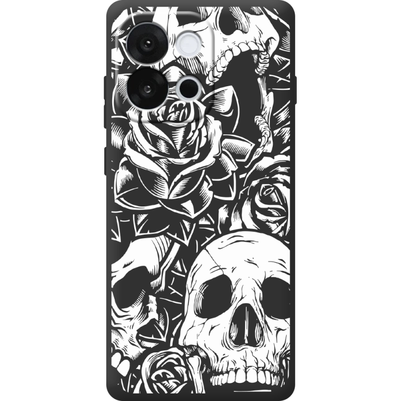Чорний чохол BoxFace OnePlus 13T Skull and Roses