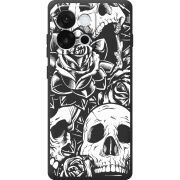 Чорний чохол BoxFace OnePlus 13T Skull and Roses