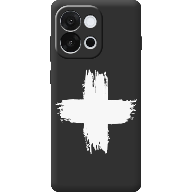 Чорний чохол BoxFace OnePlus 13T Білий хрест ЗСУ