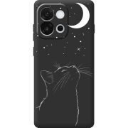 Чорний чохол BoxFace OnePlus 13T Місячний кіт