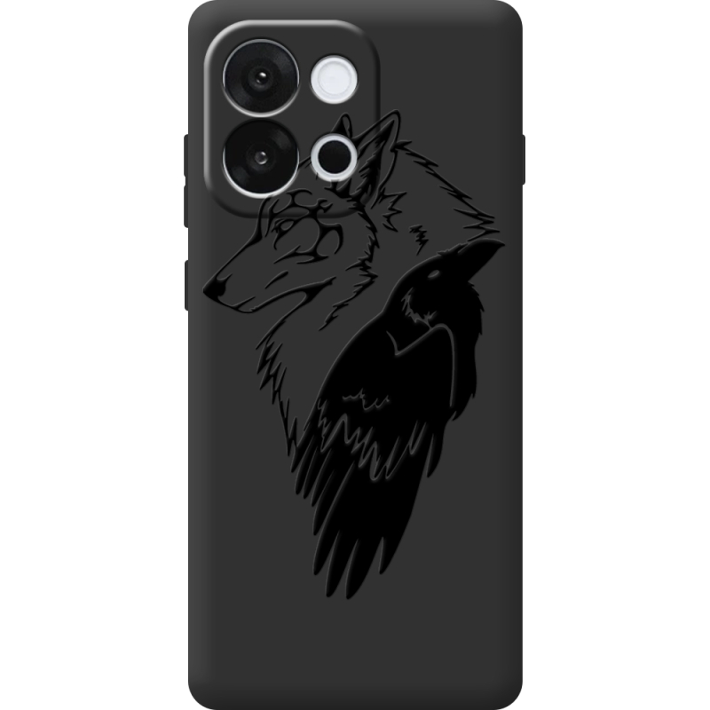Чорний чохол BoxFace OnePlus 13T Wolf and Raven