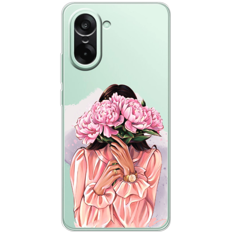 Прозорий чохол BoxFace OnePlus Ace 5 Racing Девушка с Пионами