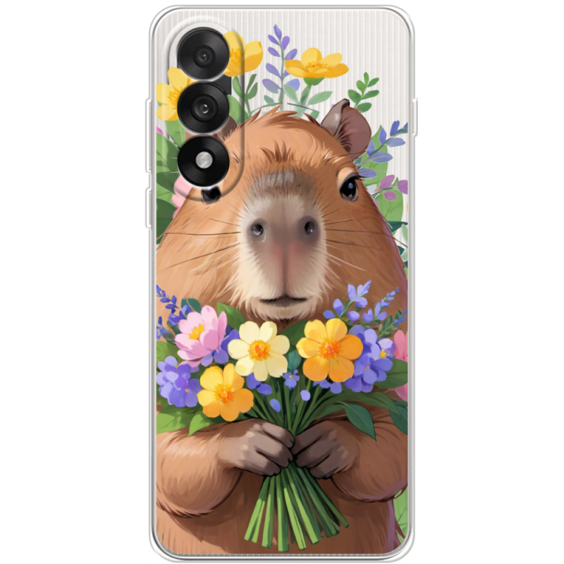 Прозорий чохол BoxFace OnePlus Ace 5 Ultra Капибара з квітами