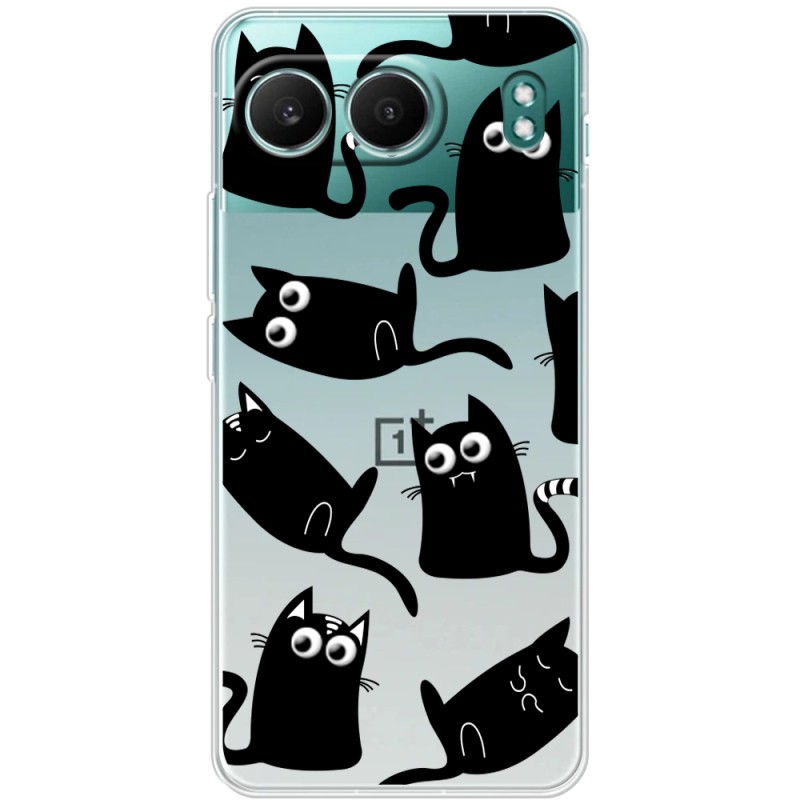 Прозорий чохол BoxFace OnePlus Nord 4 с 3D-глазками Black Kitty