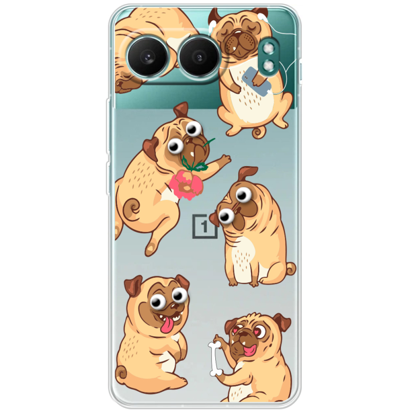 Прозорий чохол BoxFace OnePlus Nord 4 с 3D-глазками Pug