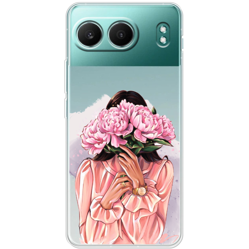Прозорий чохол BoxFace OnePlus Nord 4 Девушка с Пионами