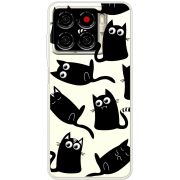 Прозорий чохол BoxFace ZTE Blade A56 с 3D-глазками Black Kitty