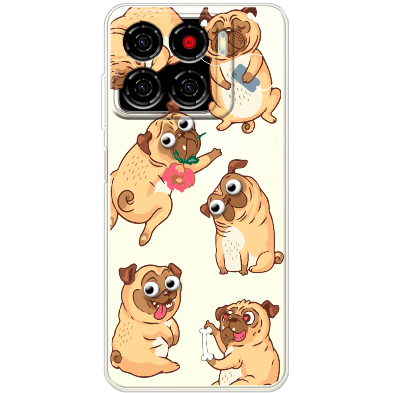 Прозорий чохол BoxFace ZTE Blade A56 с 3D-глазками Pug