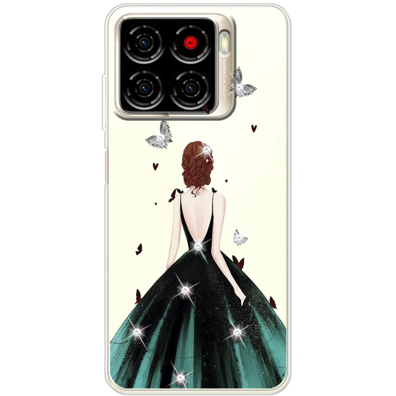 Чохол зі стразами ZTE Blade A56 Girl in the green dress