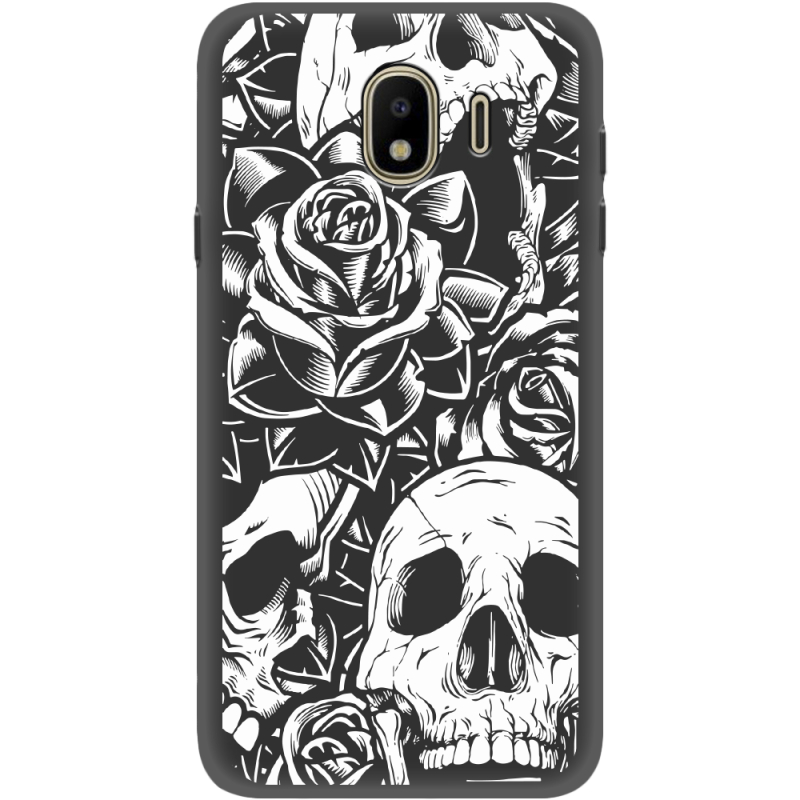 Черный чехол Uprint Samsung J400 Galaxy J4 2018 Skull and Roses