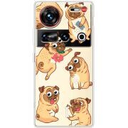 Прозорий чохол BoxFace Nubia Z70 Ultra с 3D-глазками Pug