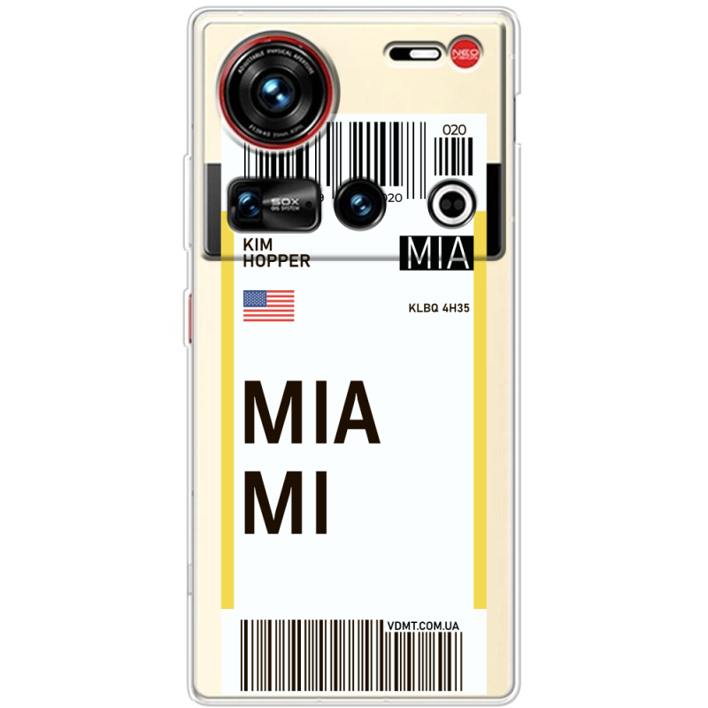 Прозорий чохол BoxFace Nubia Z70 Ultra Ticket Miami