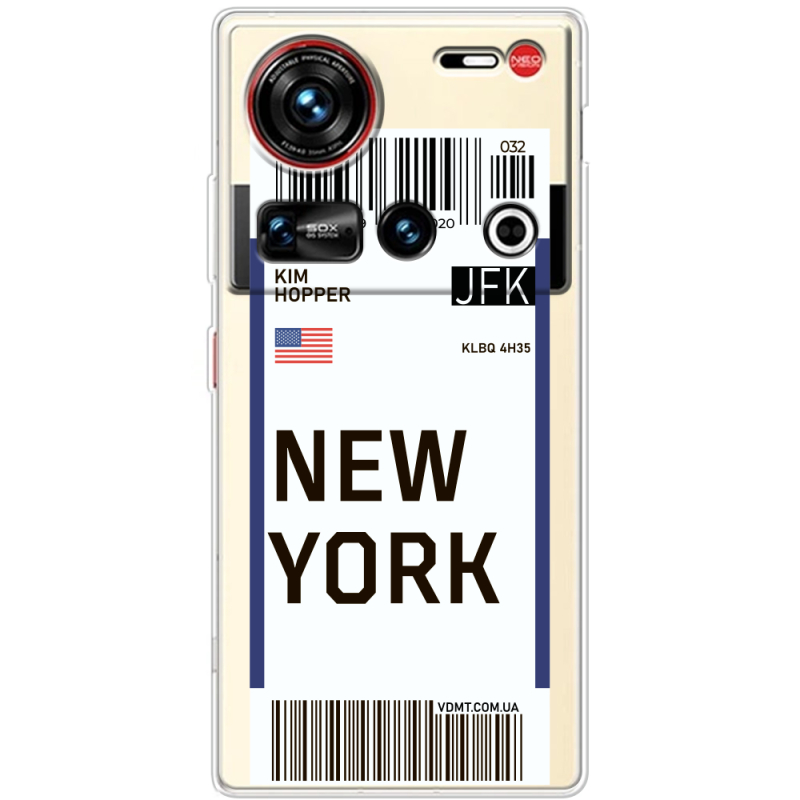 Прозорий чохол BoxFace Nubia Z70 Ultra Ticket New York