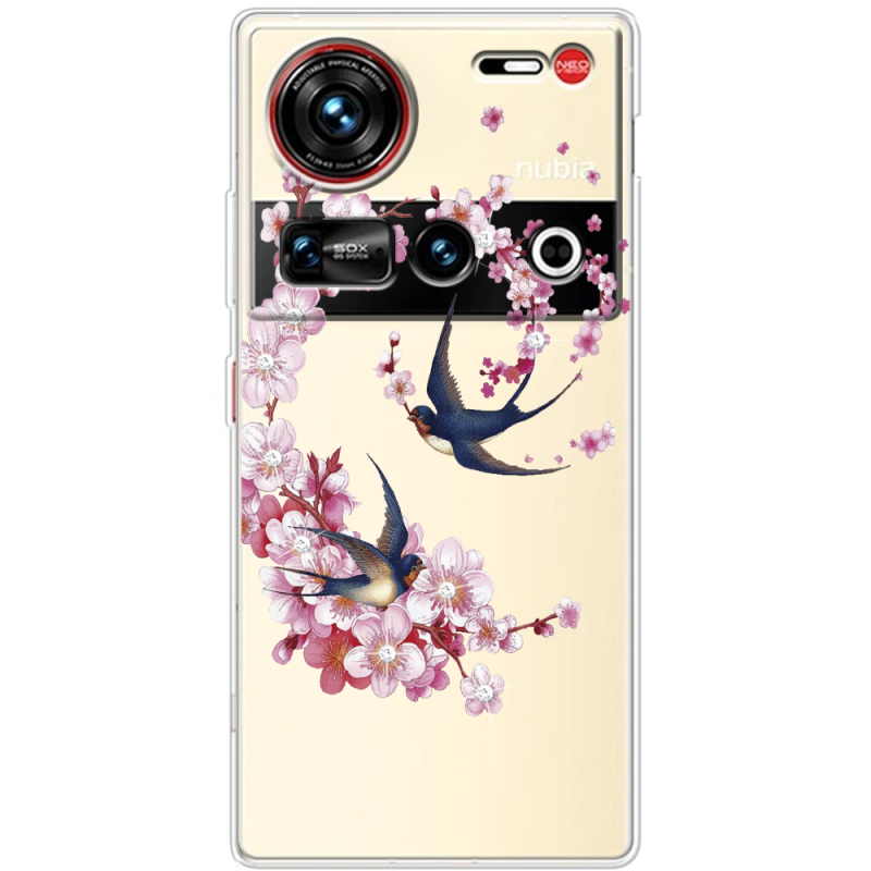 Чохол зі стразами Nubia Z70 Ultra Swallows and Bloom
