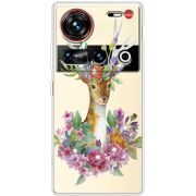 Чохол зі стразами Nubia Z70 Ultra Deer with flowers
