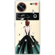 Чохол зі стразами Nubia Z70 Ultra Girl in the green dress
