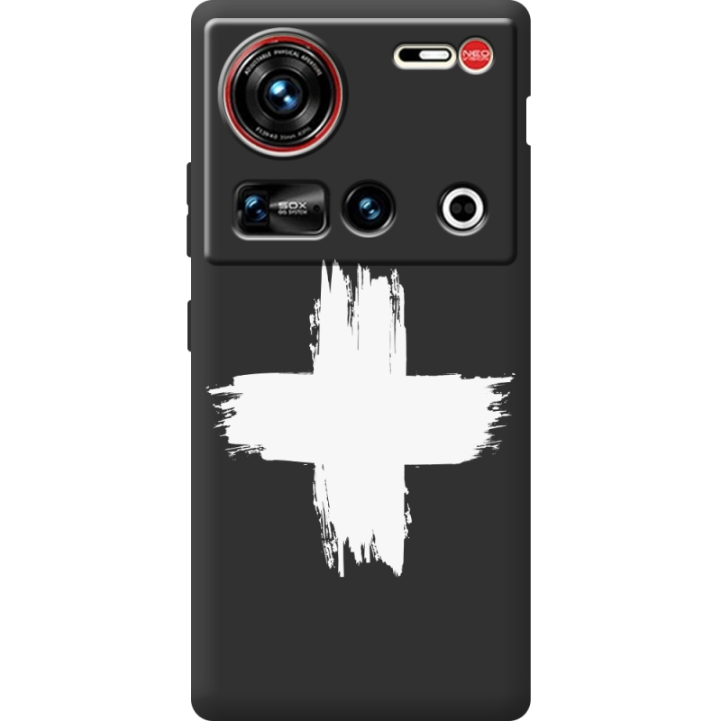 Чорний чохол BoxFace Nubia Z70 Ultra Білий хрест ЗСУ
