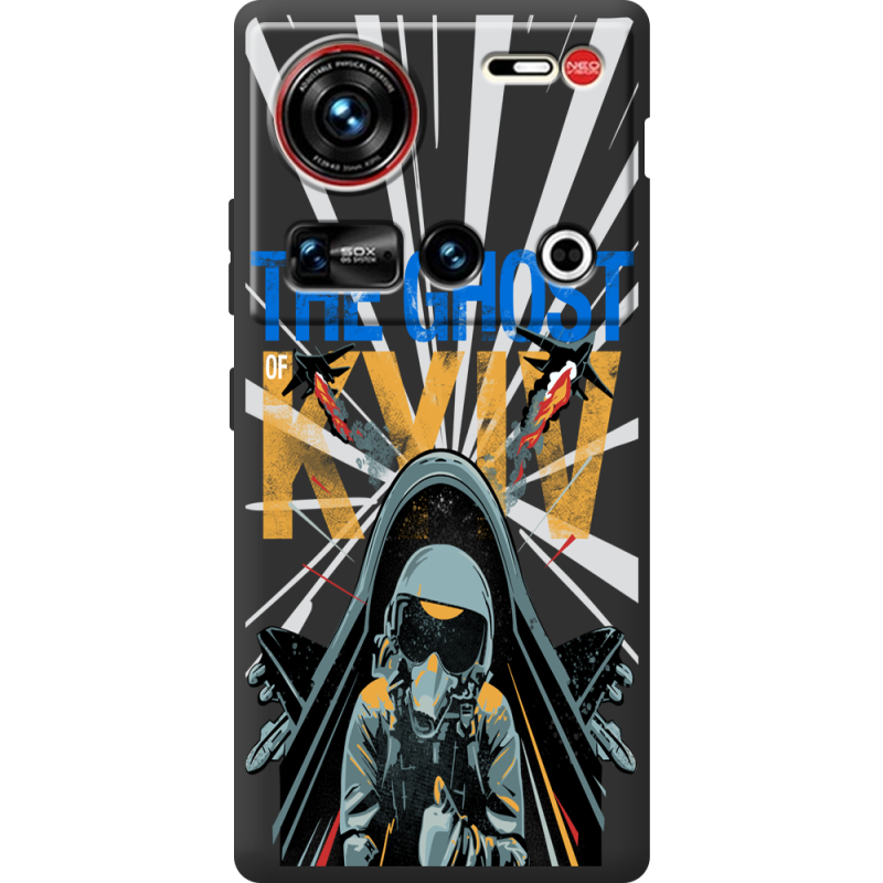 Чорний чохол BoxFace Nubia Z70 Ultra Привид Києва в дії