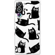 Прозорий чохол BoxFace Nubia RedMagic 10 Pro с 3D-глазками Black Kitty