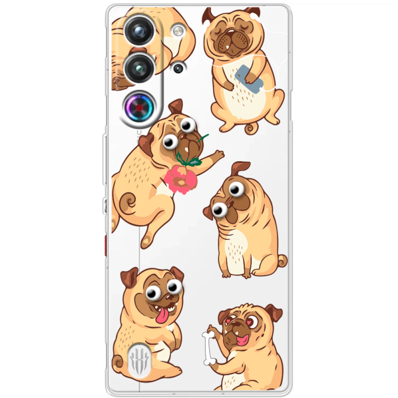 Прозорий чохол BoxFace Nubia RedMagic 10 Pro с 3D-глазками Pug