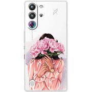 Прозорий чохол BoxFace Nubia RedMagic 10 Pro Девушка с Пионами