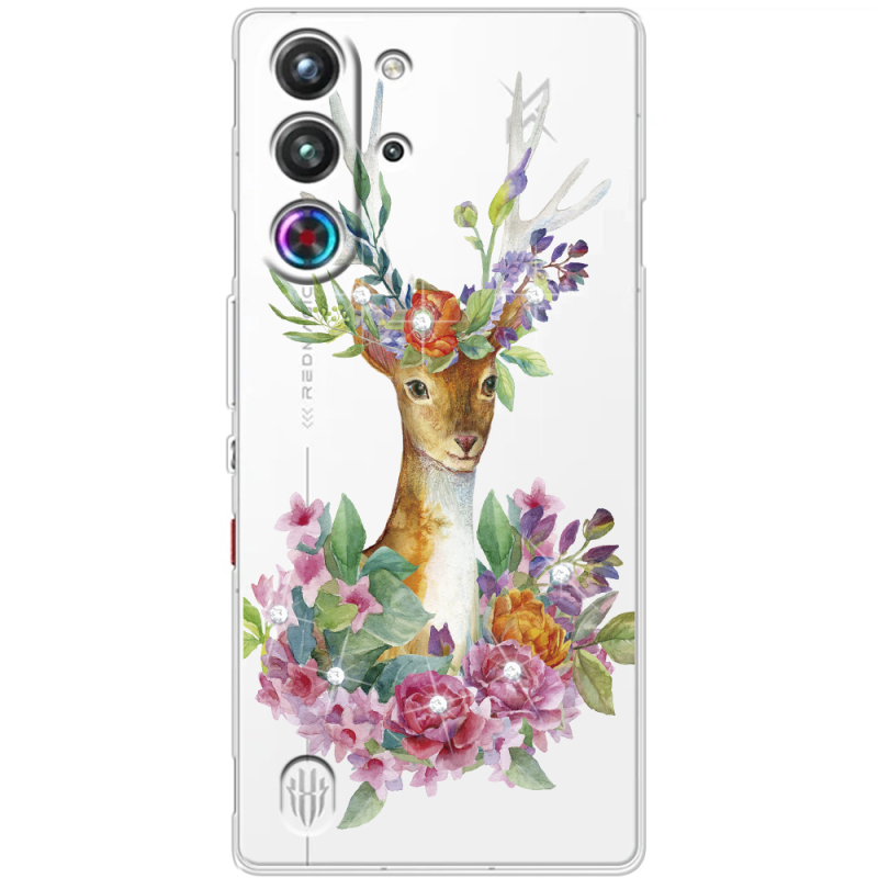 Чохол зі стразами Nubia RedMagic 10 Pro Deer with flowers