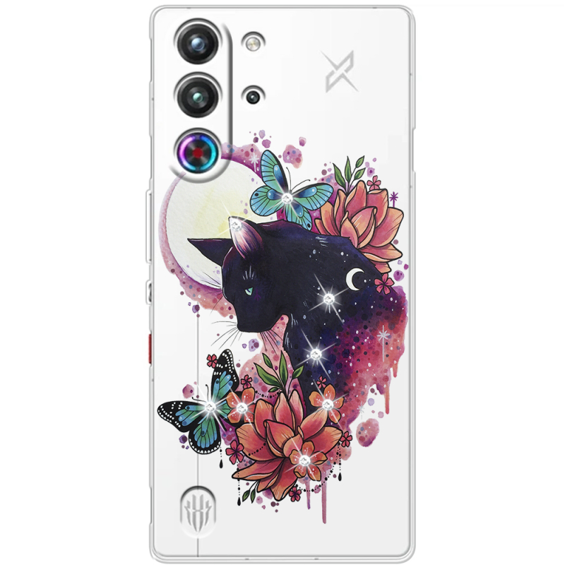 Чохол зі стразами Nubia RedMagic 10 Pro Cat in Flowers