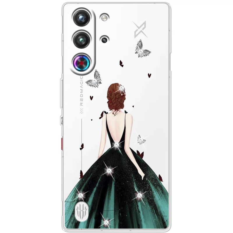 Чохол зі стразами Nubia RedMagic 10 Pro Girl in the green dress