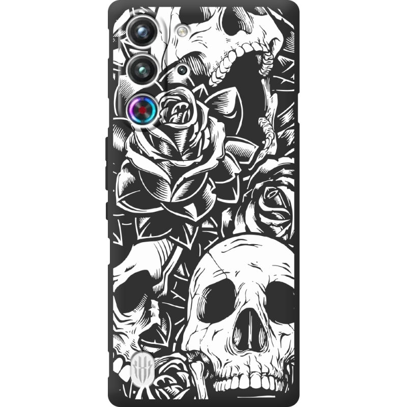 Чорний чохол BoxFace Nubia RedMagic 10 Pro Skull and Roses
