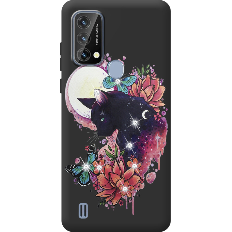 Чохол зі стразами Blackview A50 Cat in Flowers