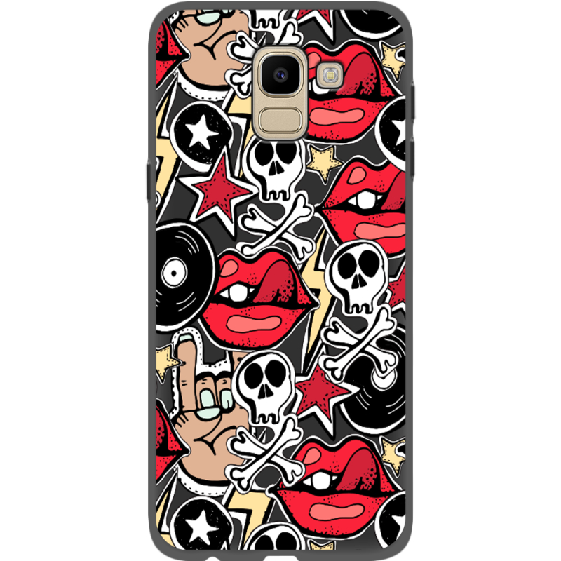 Черный чехол Uprint Samsung J600 Galaxy J6 2018 Rock Graffiti