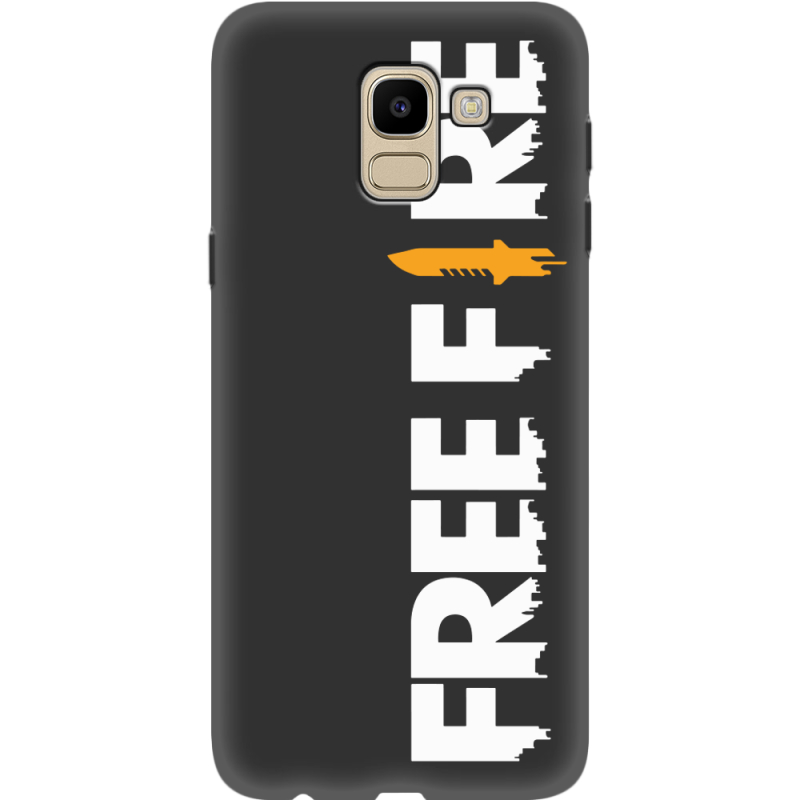 Черный чехол Uprint Samsung J600 Galaxy J6 2018 Free Fire White Logo