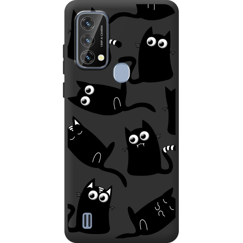 Прозорий чохол BoxFace Blackview A50 с 3D-глазками Black Kitty