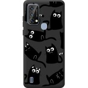 Прозорий чохол BoxFace Blackview A50 с 3D-глазками Black Kitty