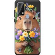 Прозорий чохол BoxFace Blackview A50 Капибара з квітами