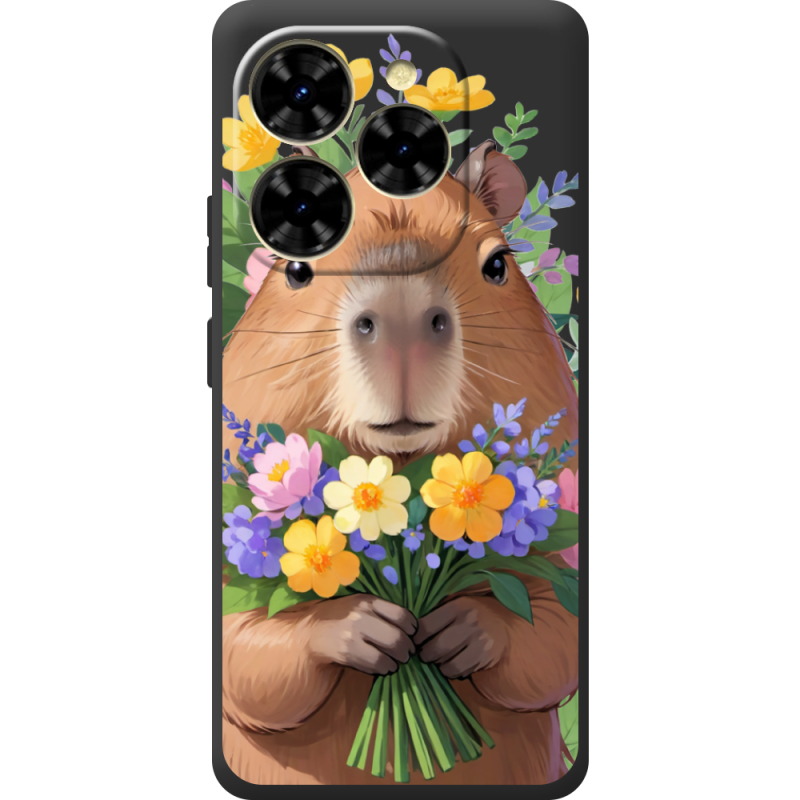 Прозорий чохол BoxFace Blackview Shark 9 Капибара з квітами
