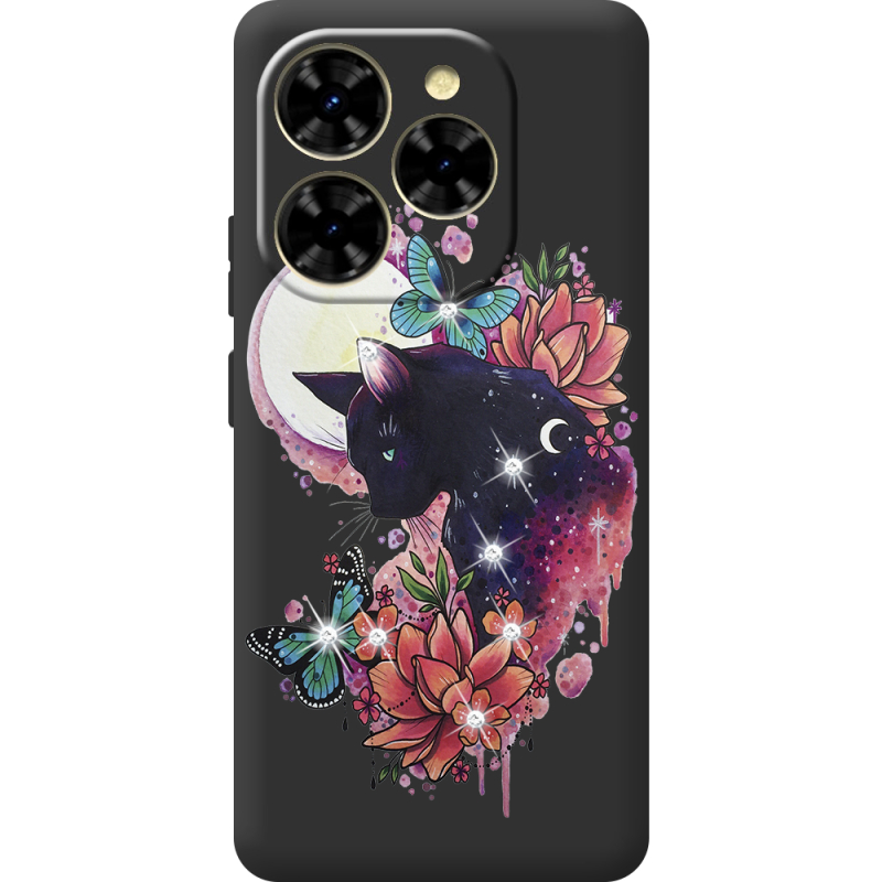 Чохол зі стразами Blackview Shark 9 Cat in Flowers