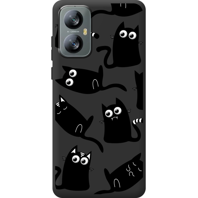 Прозорий чохол BoxFace Blackview A52 с 3D-глазками Black Kitty