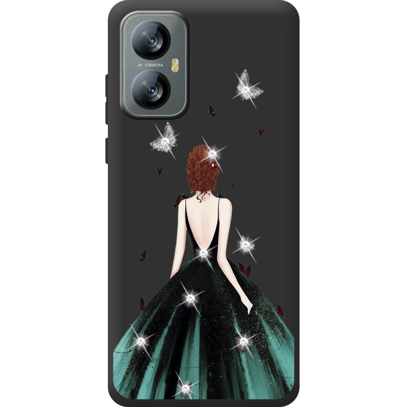 Чохол зі стразами Blackview A52 Pro Girl in the green dress