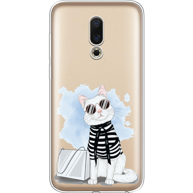 Прозрачный чехол Uprint Meizu 16 Cat Style