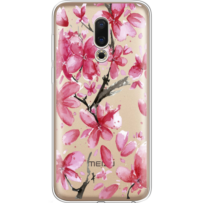 Прозрачный чехол Uprint Meizu 16 Pink Magnolia
