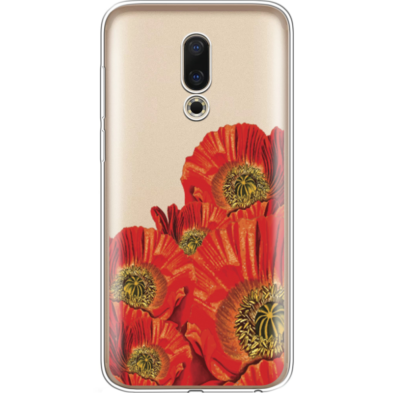 Прозрачный чехол Uprint Meizu 16 Red Poppies