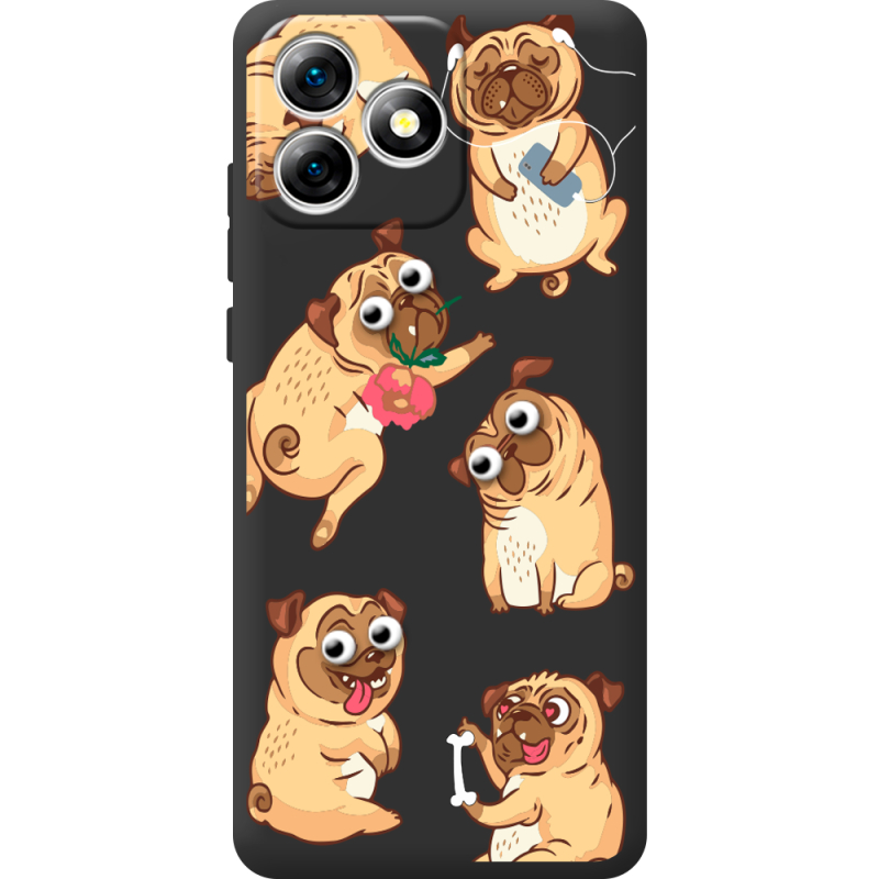Прозорий чохол BoxFace Oukitel C53 с 3D-глазками Pug
