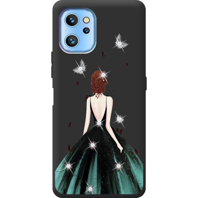 Чехол со стразами Umidigi A13S Girl in the green dress