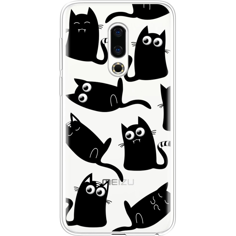 Прозрачный чехол Uprint Meizu 16th с 3D-глазками Black Kitty