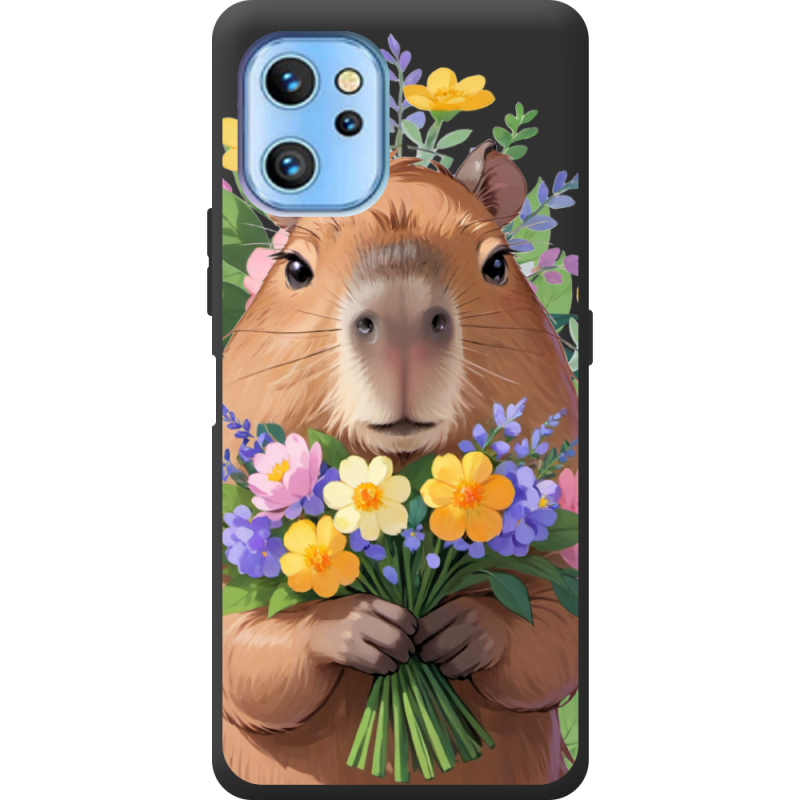 Прозрачный чехол BoxFace Umidigi A13S Капибара з квітами