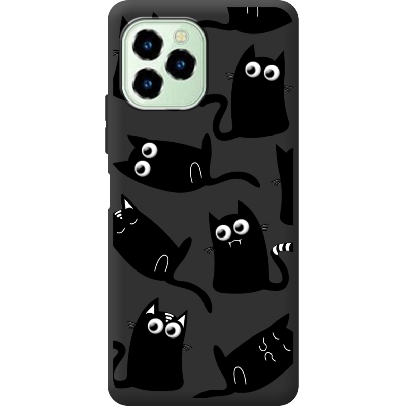 Прозрачный чехол BoxFace Oukitel C21 Pro с 3D-глазками Black Kitty