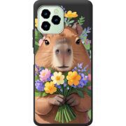 Прозрачный чехол BoxFace Oukitel C21 Pro Капибара з квітами