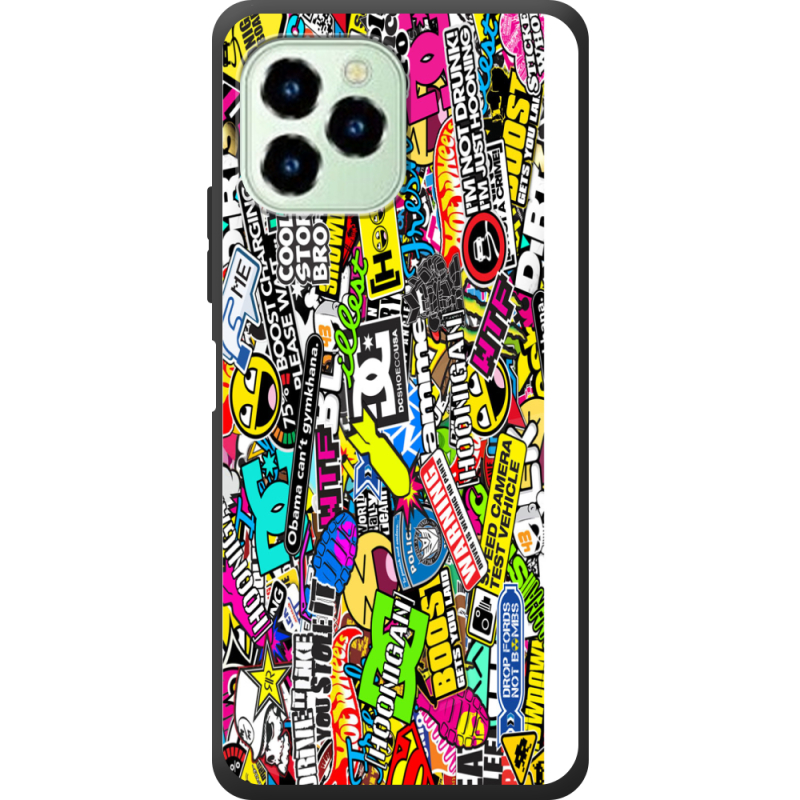 Чехол со стразами Oukitel C21 Pro Multicolored Inscriptions